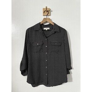 Women’s Loft Black Geometric Blouse Medium Workwear